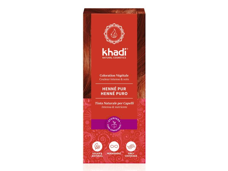 khadi Pflanzenhaarfarbe Reines Henna 100 g Intensive Pflanzenfarbe Rot