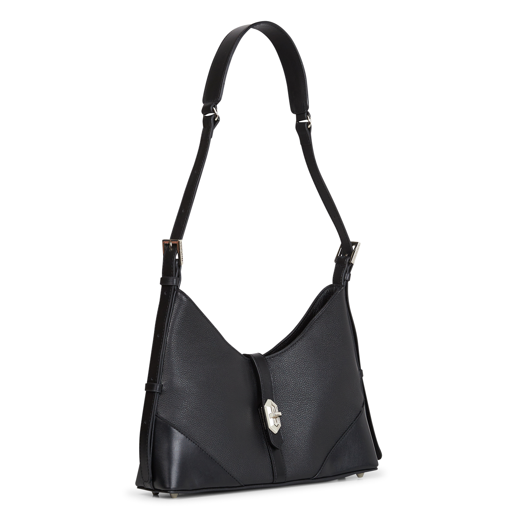 MILANO DELTA - Sac hobo en cuir grainé | Noir