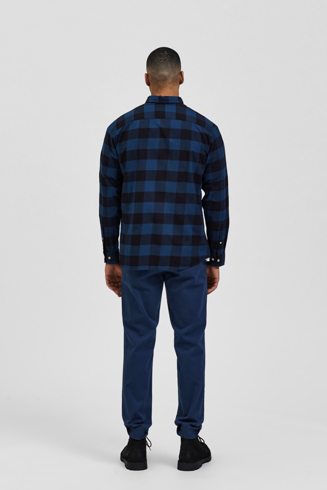 Camisa xadrez masculina slim fit - Azul