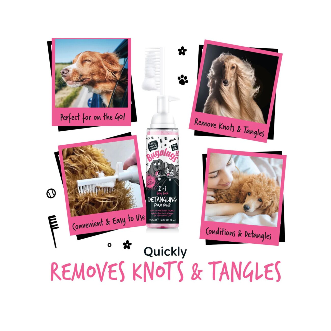 Bugalugs Fellentwirrungsschaum mit Kamm Baby Fresh 150 ml