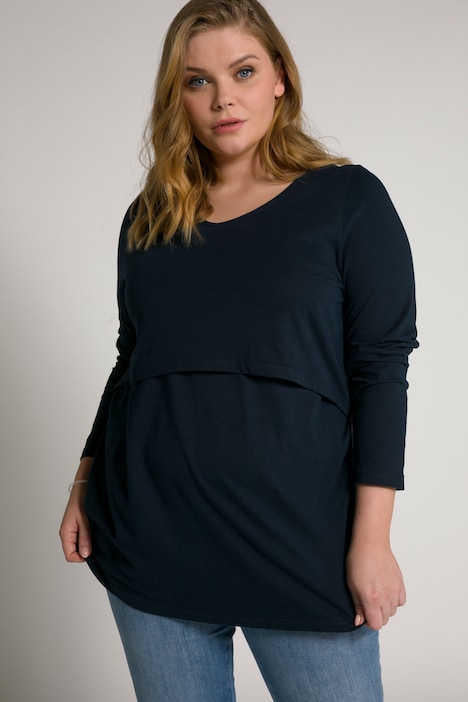 Bellieva-Shirt, elastische Raffungen, 3/4-Arm, GOTS