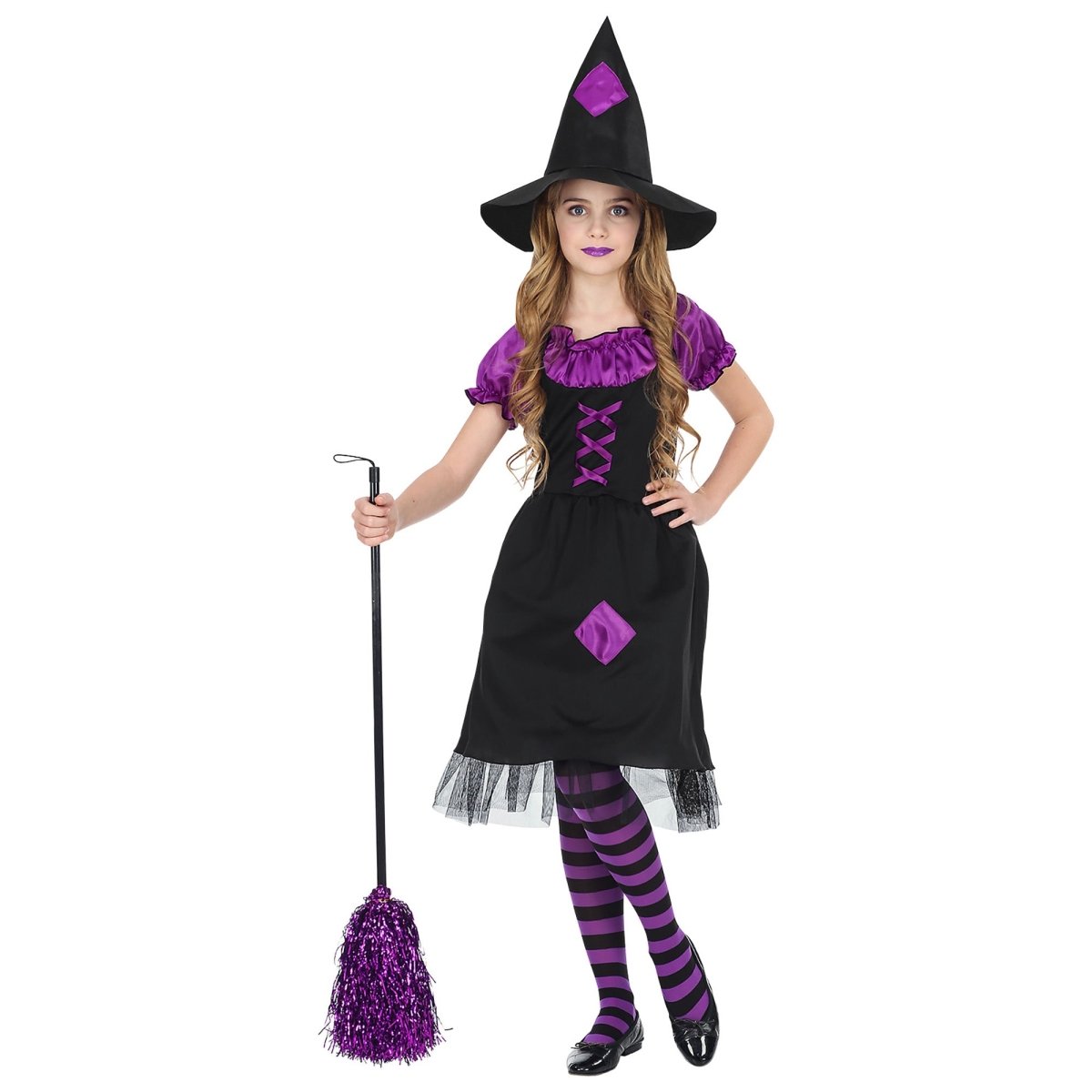 Halloween Kostuum Zwart Paars Meisje Heks