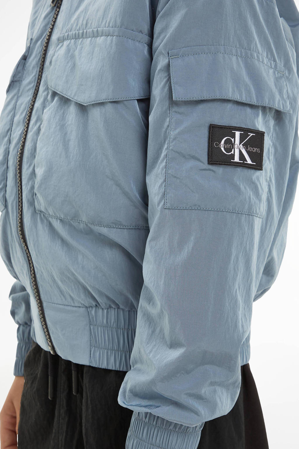Calvin Klein bomberjack zomer met logo vergrijsd blauw