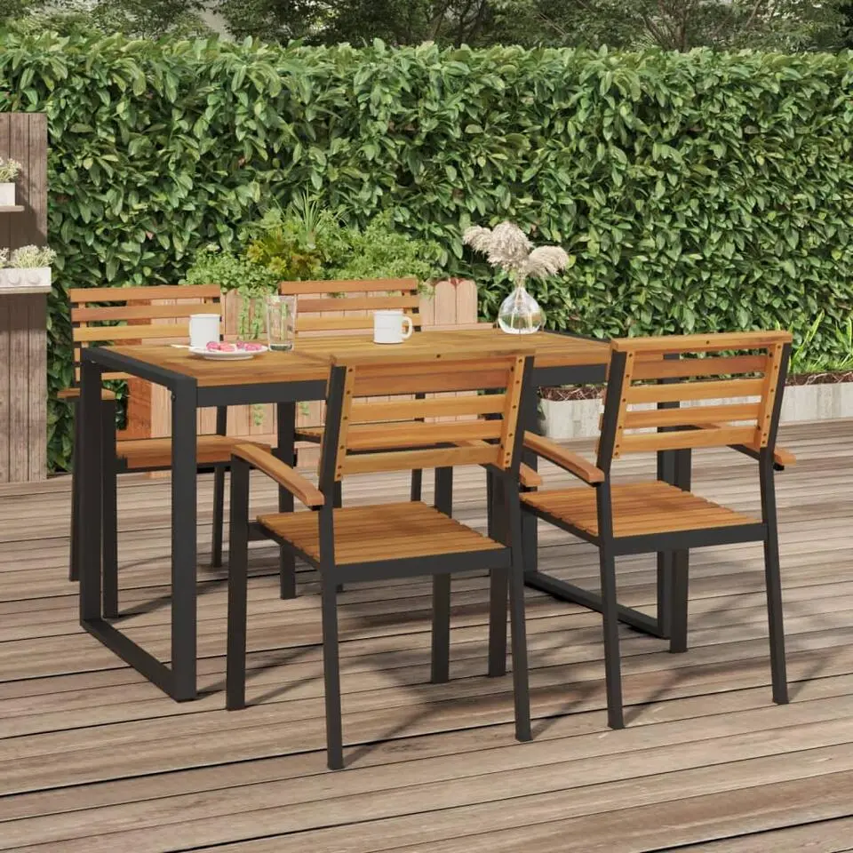 vidaXL - Tuintafel met U-vormige poten - Bruin - Acaciahout - 140 x 80 x 75 cm