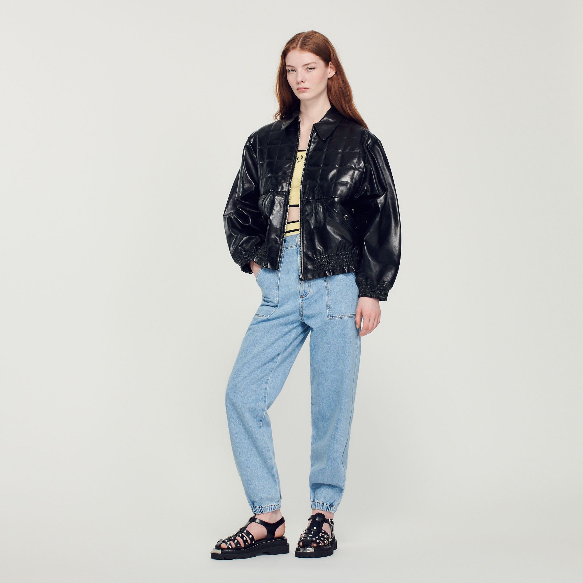 Veste en cuir lisse