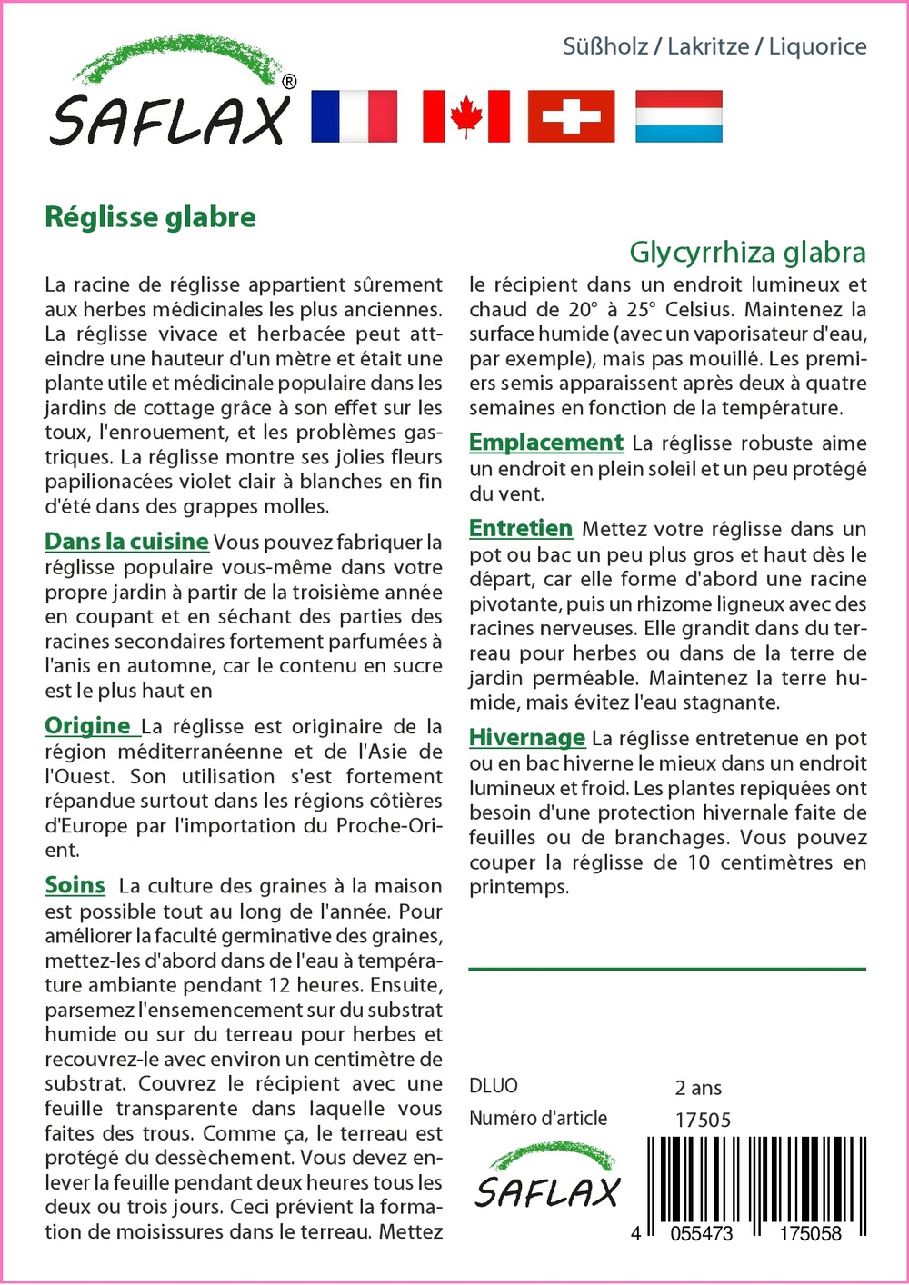 Réglisse glabre - 30 graines - avec substrat - glycyrrhiza glabra