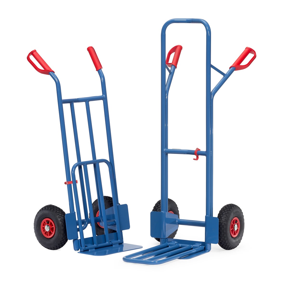 Fetra stalen buissteekwagen met opvouwbare schep, hoogte 1300mm, met PU-banden