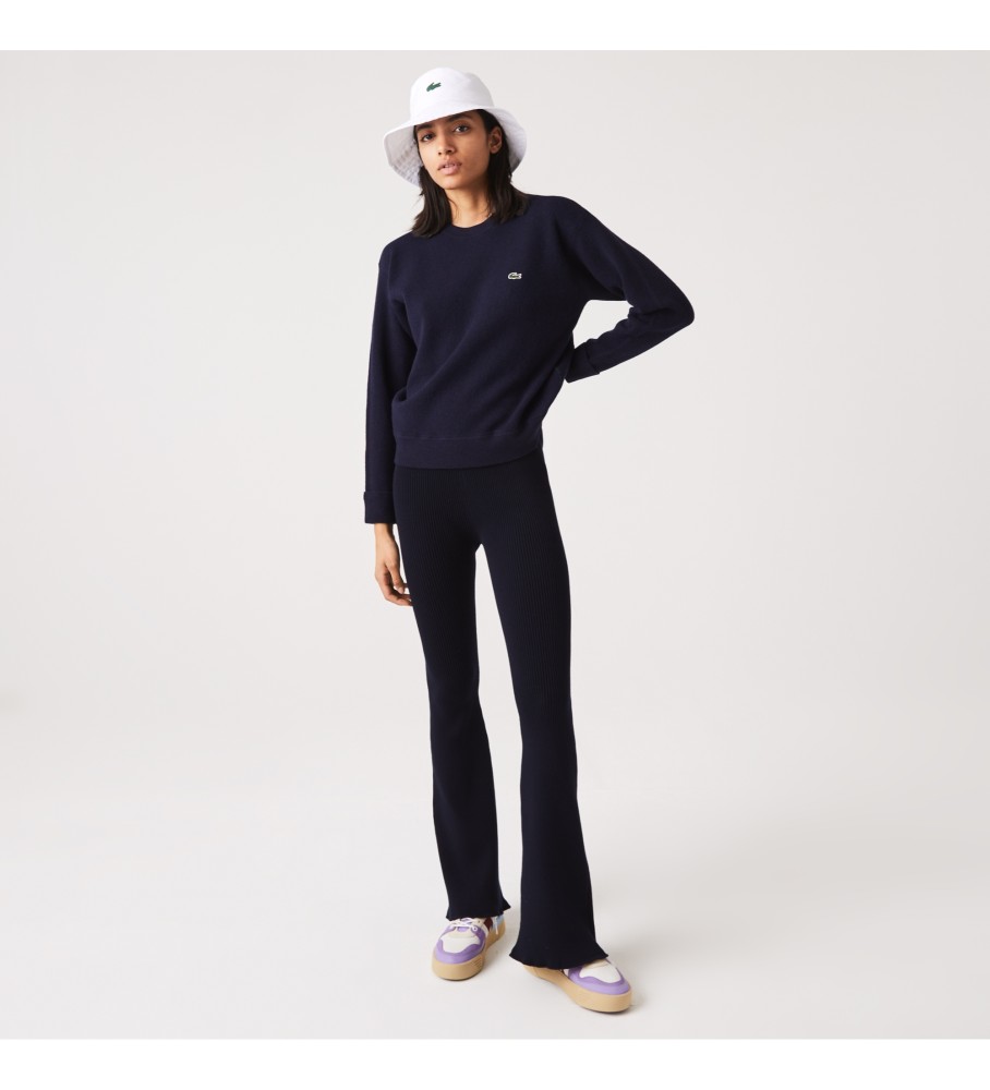 Camisa esportiva Lacoste em lã azul marinho escura.