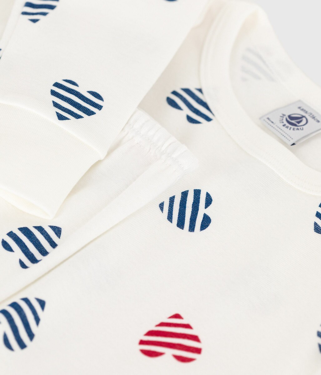 PETIT BATEAU<br>Pijama de algodão com mangas compridas e estampa de coração