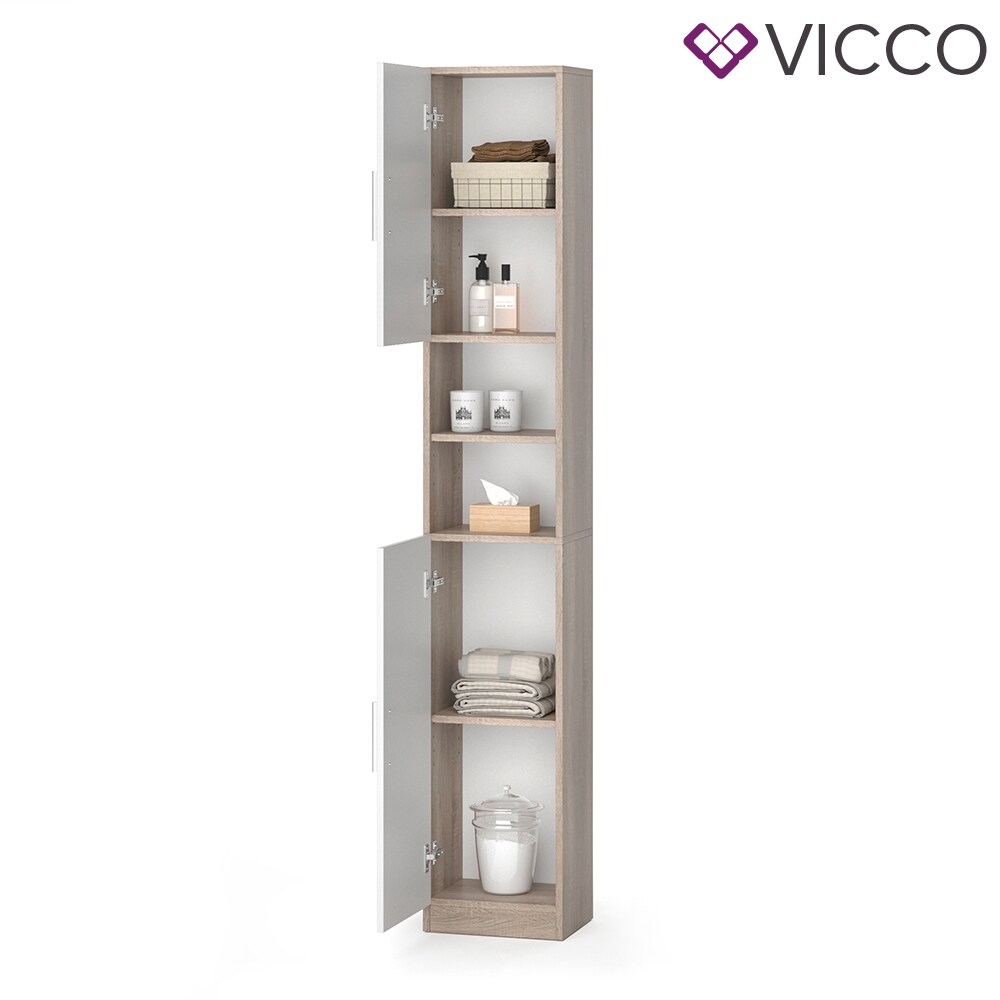 VICCO Anstellschrank LUIS Waschmaschinenschrank Badmöbel Badschrank Sonoma Weiß