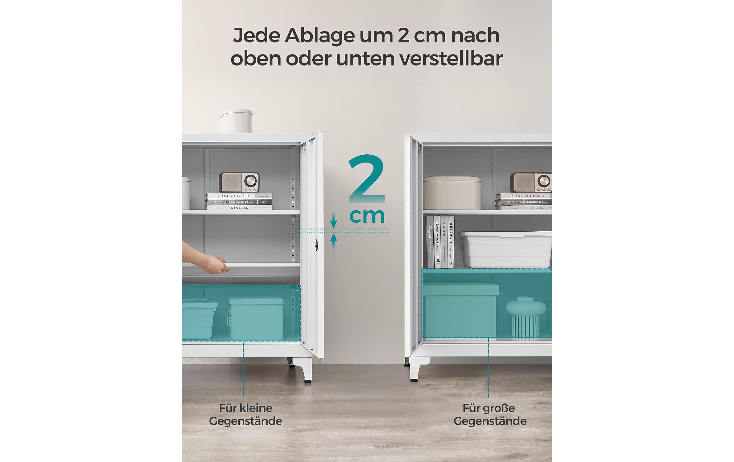 Metall-Lagerschrank 40 x 80 x 90 cm, Weiss<br>Abschliessbarer Aktenschrank