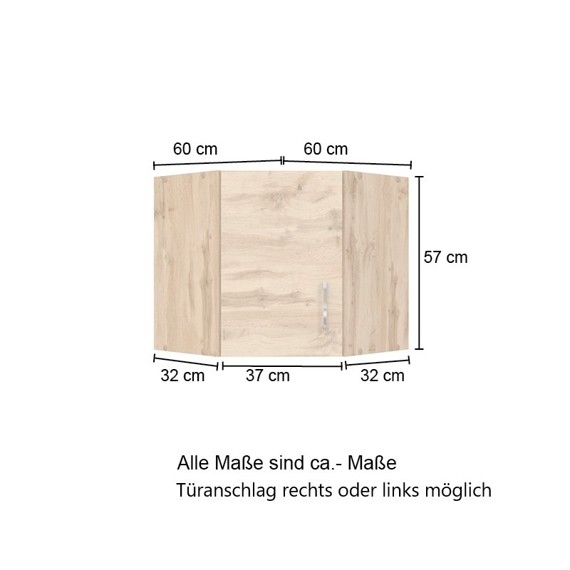 Eck-Hängeschrank SORRENTO - anthrazit-Wotan Eiche - 60 cm breit