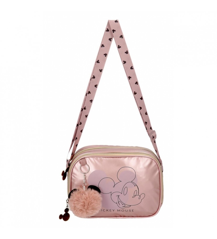 Bolsa de ombro Joumma Bags Mickey Outline com dois compartimentos, rosa.