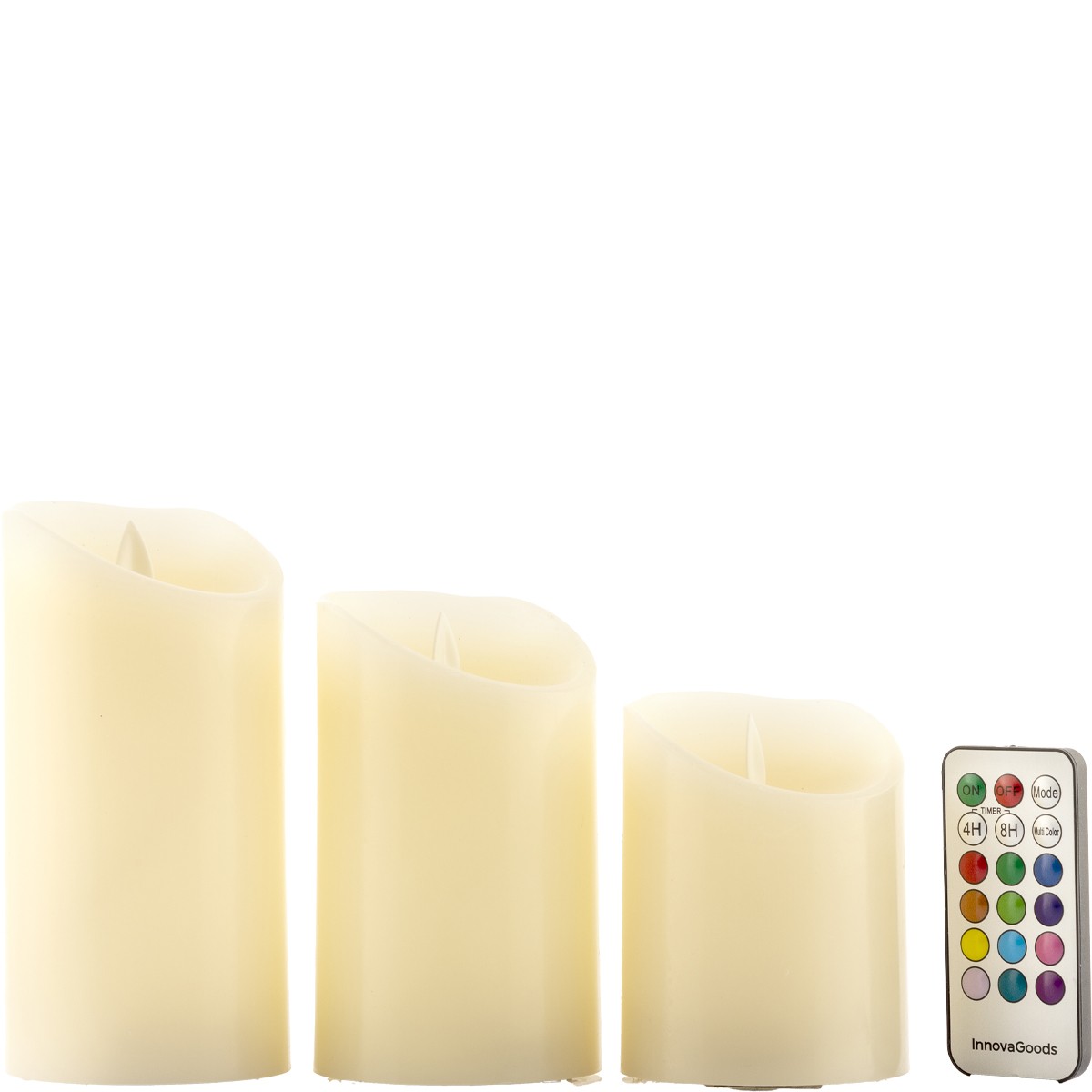 Bougies LED multicolores - Effet Flamme - 3 Unités
