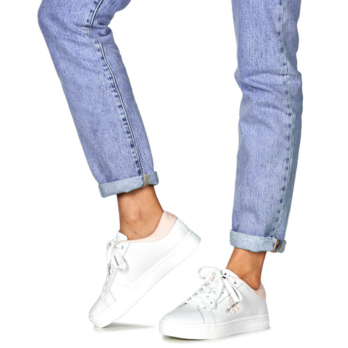 Calvin Klein Jeans - CLASSIC CUPSOLE LOWLACEUP LTH - Blanc / Rose