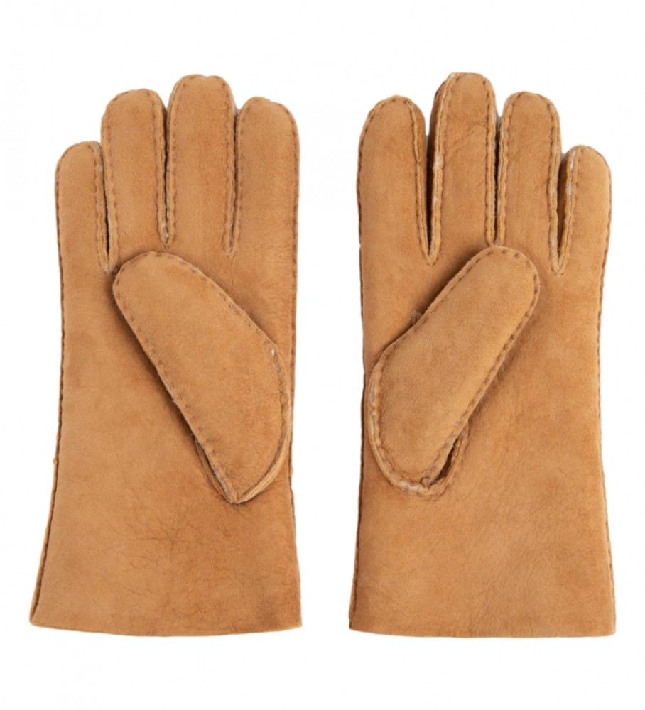 Luvas Hackett Sherling de couro marrom costuradas à mão