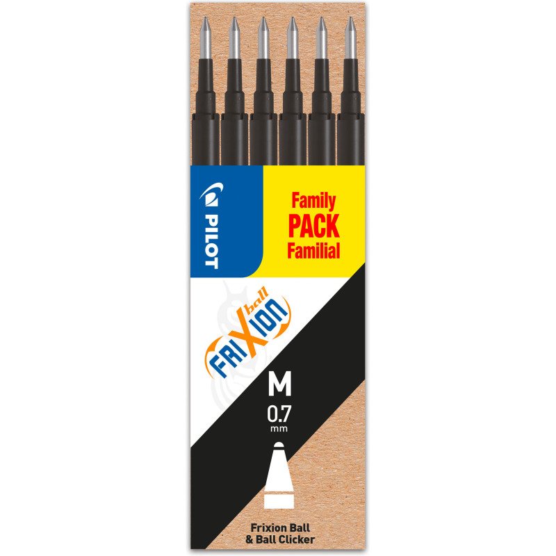 Recharge pour stylo effaçable Pilot FriXion pointe moyenne 0,7 mm - Pochette de 6