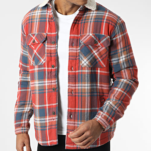 Veste Col Mouton A Carreaux Hess Orange Bleu Marine