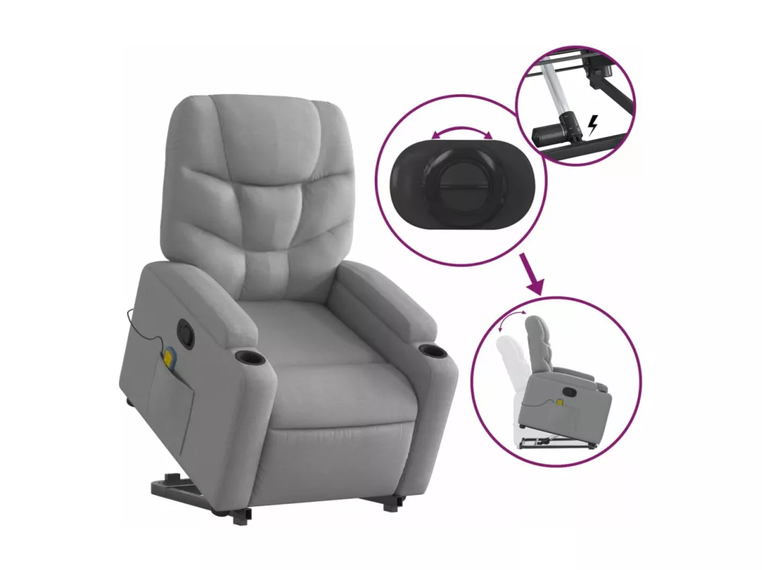 Fauteuil massant inclinable Gris clair Tissu