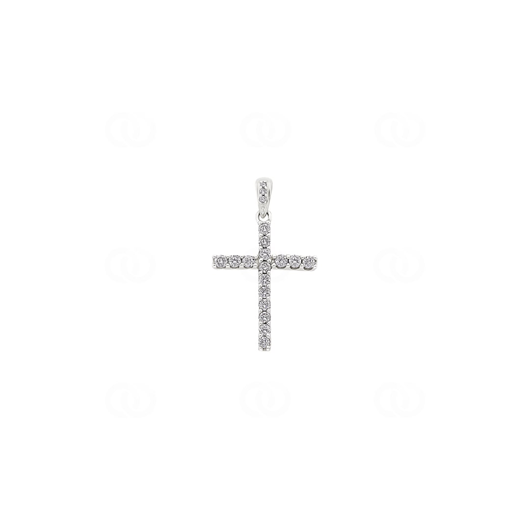 Anhänger 750/18 K Weissgold Kreuz mit Brillanten 0.25 ct H/si
