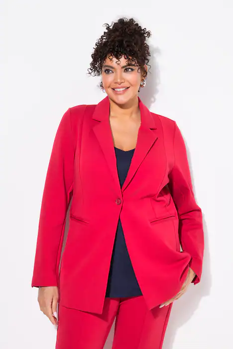Blazer, Punto di Roma, A-Linie, Reverskragen, Stretch, rubinrot