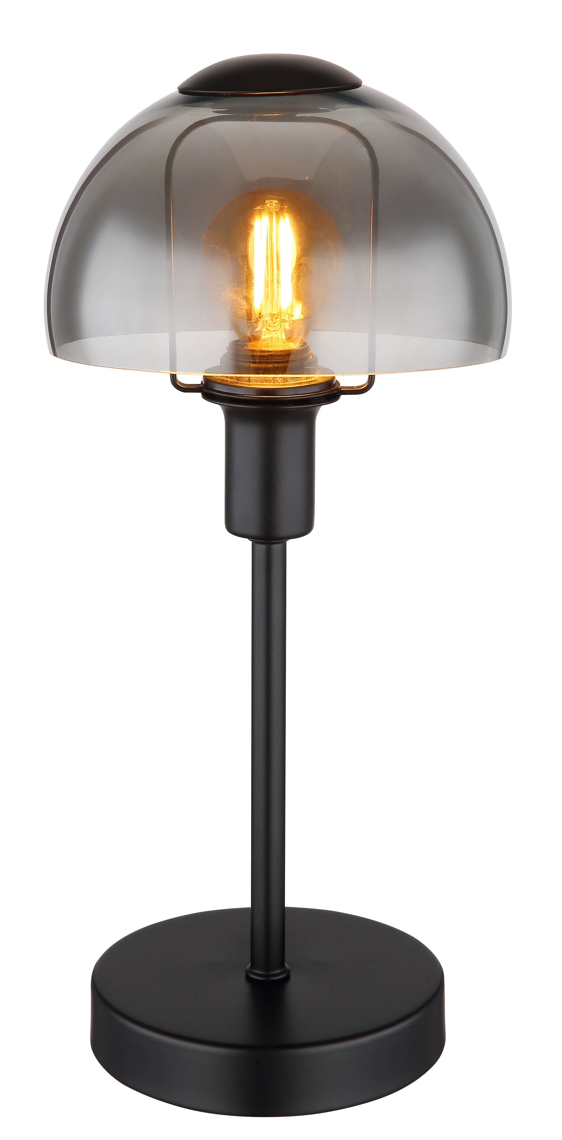 GLOBO Retrofit Tischlampe KOKKINI schwarz-goldfarbig /rauchfarbig