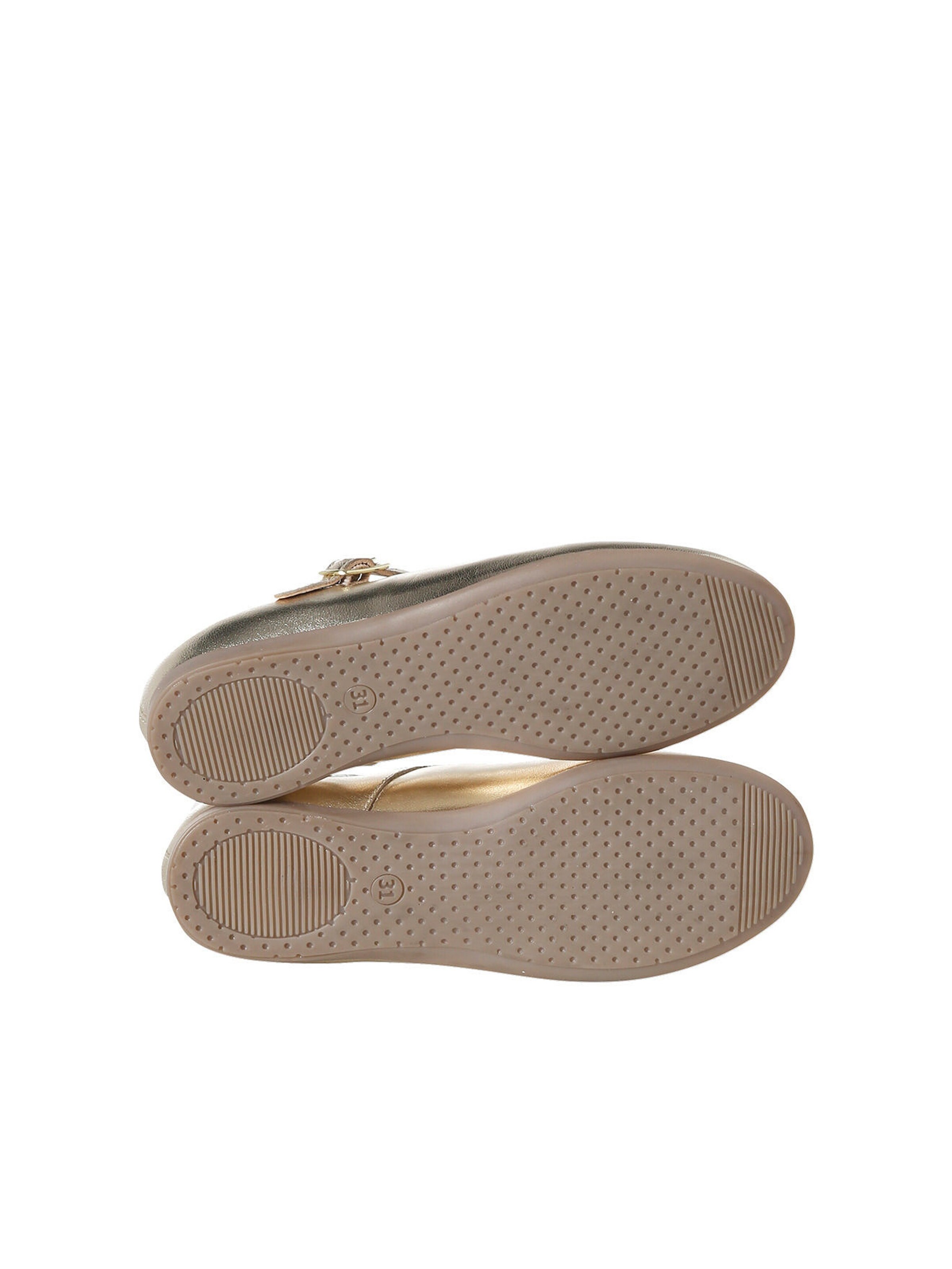 Vertbaudet Mädchen Leder-Ballerinas in Metallic-Optik gold