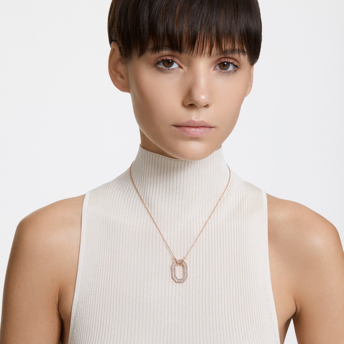 Collier Swarovski Dextera octogonal doré rose