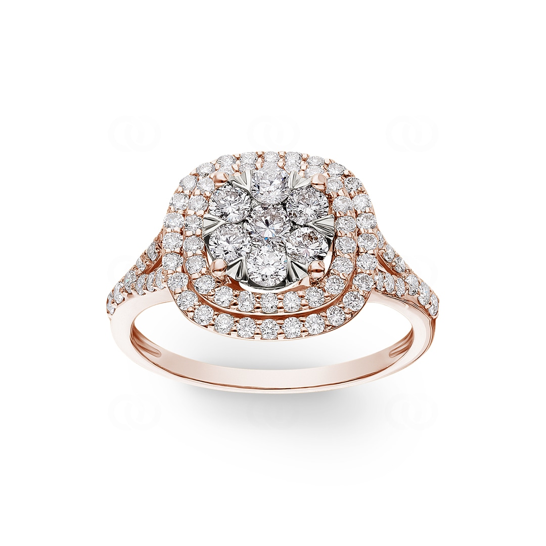 1.00 Karat Diamanten Halo Damenring 750/18 K Roségold