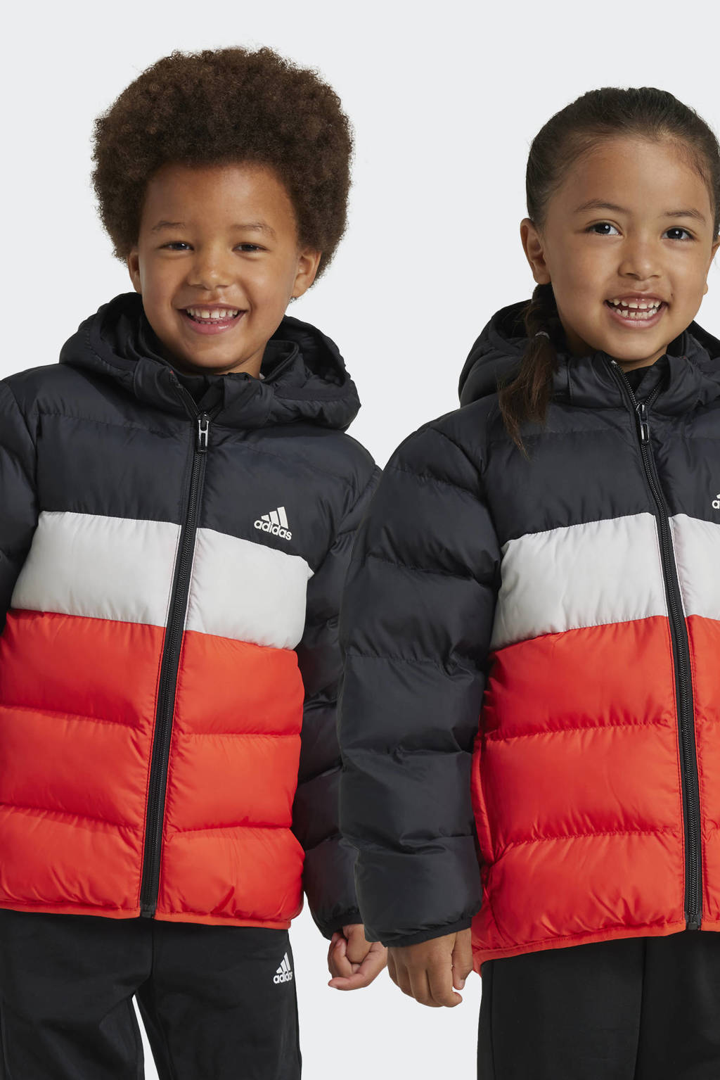 adidas gewatteerde jas zwart/wit/rood