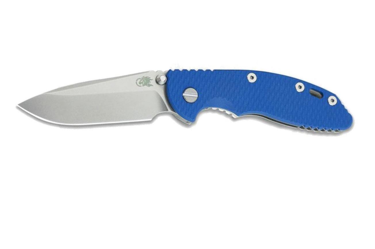 Rick Hinderer XM18 3,5” Non-Flipper Spearpoint Working Finish, Blue G10