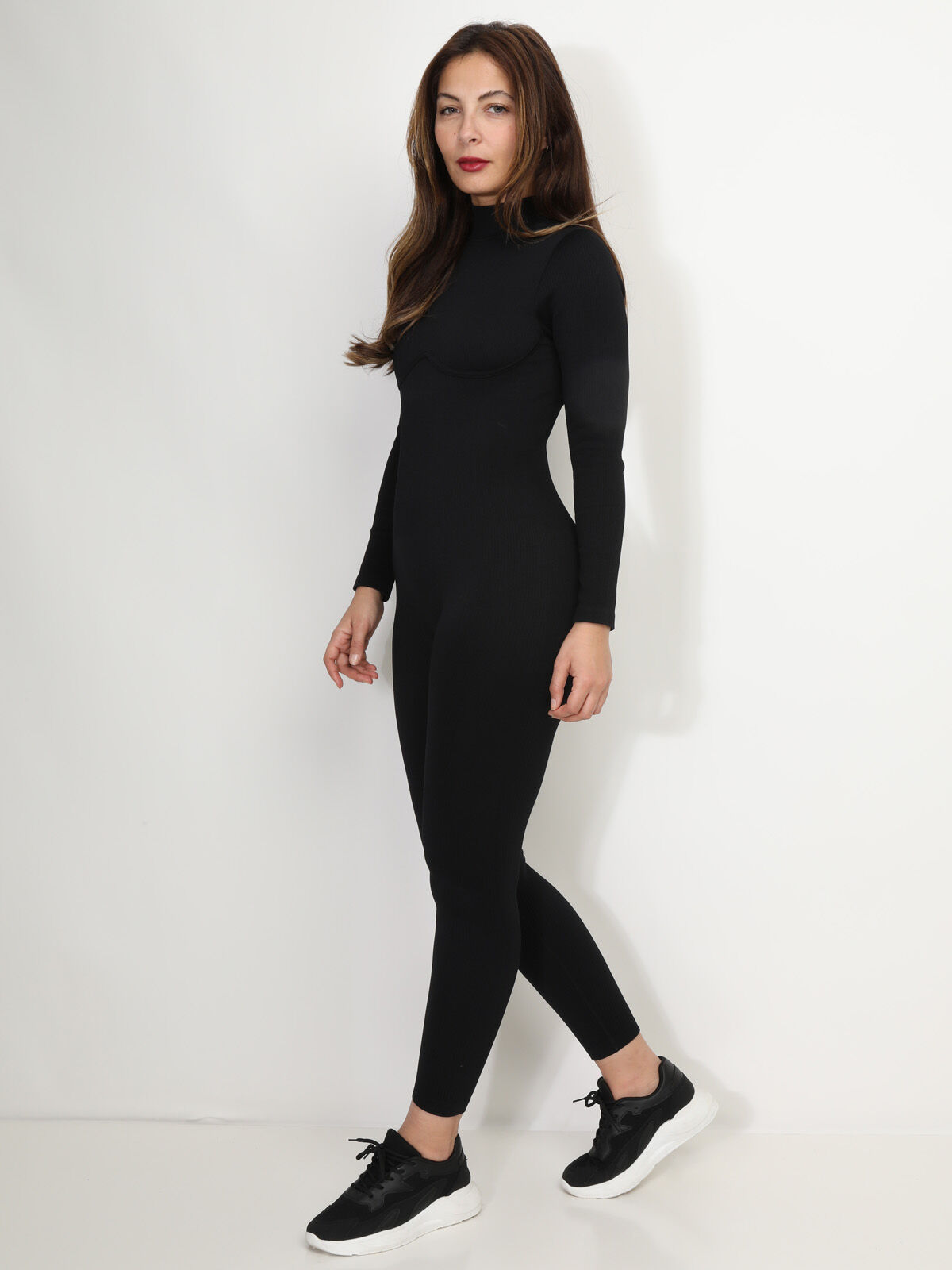 Combinaison moulante en maille- Noir