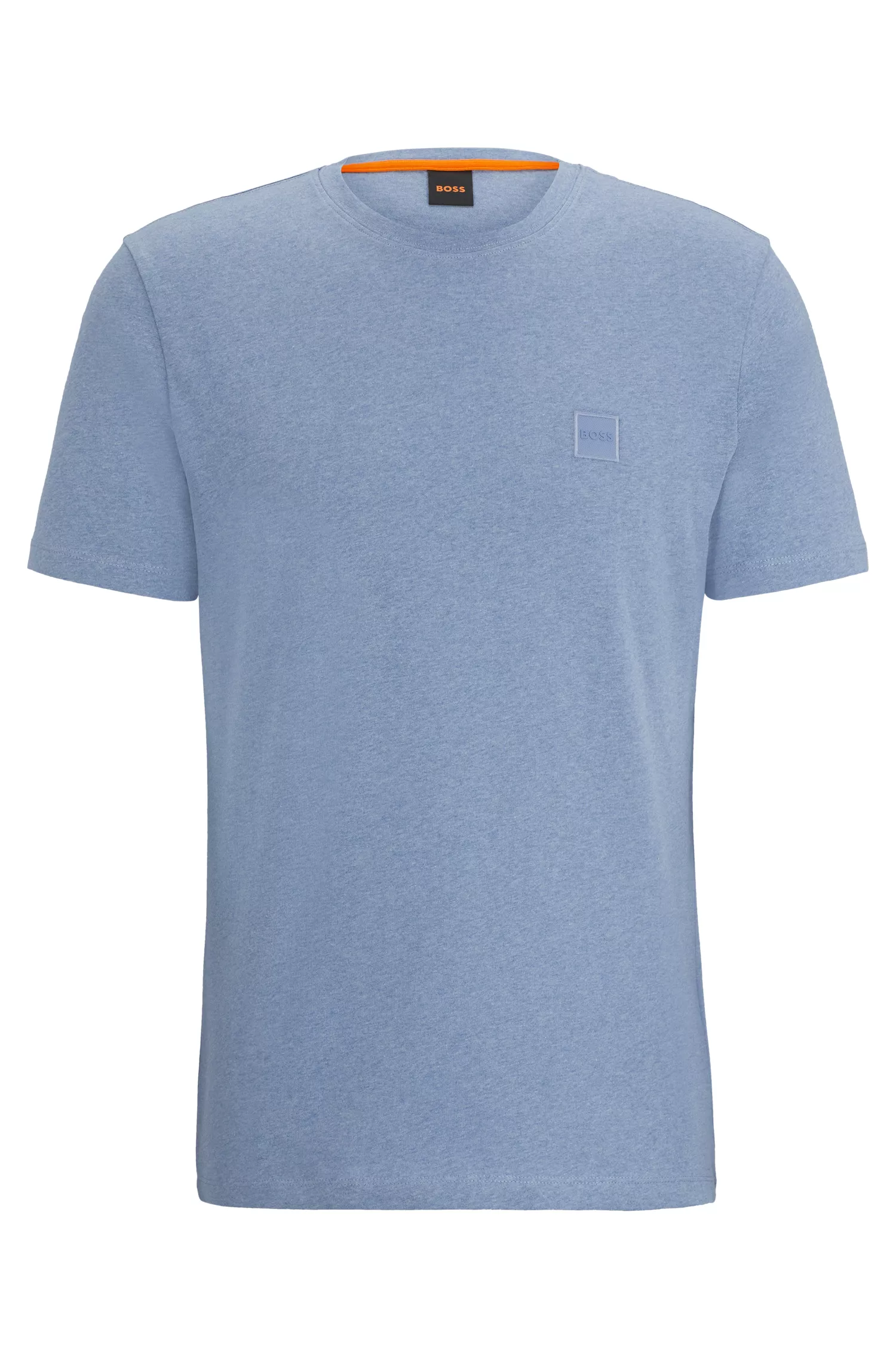 Camiseta BOSS laranja em malha de algodão com patch com o logotipo