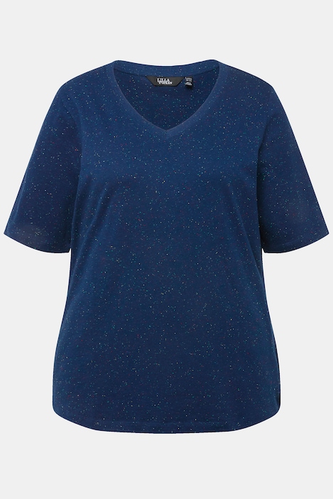 T-Shirt, Noppen, V-Ausschnitt, Halbarm