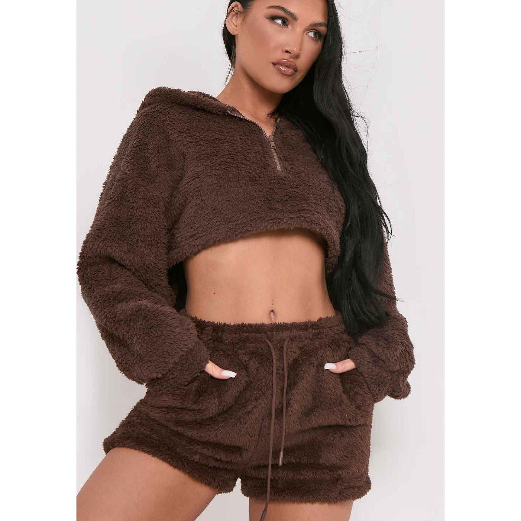 Missy Empire Fluffy Teddy Drawstring Shorts