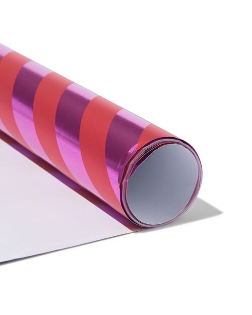 papier cadeau rayé rouge/rose