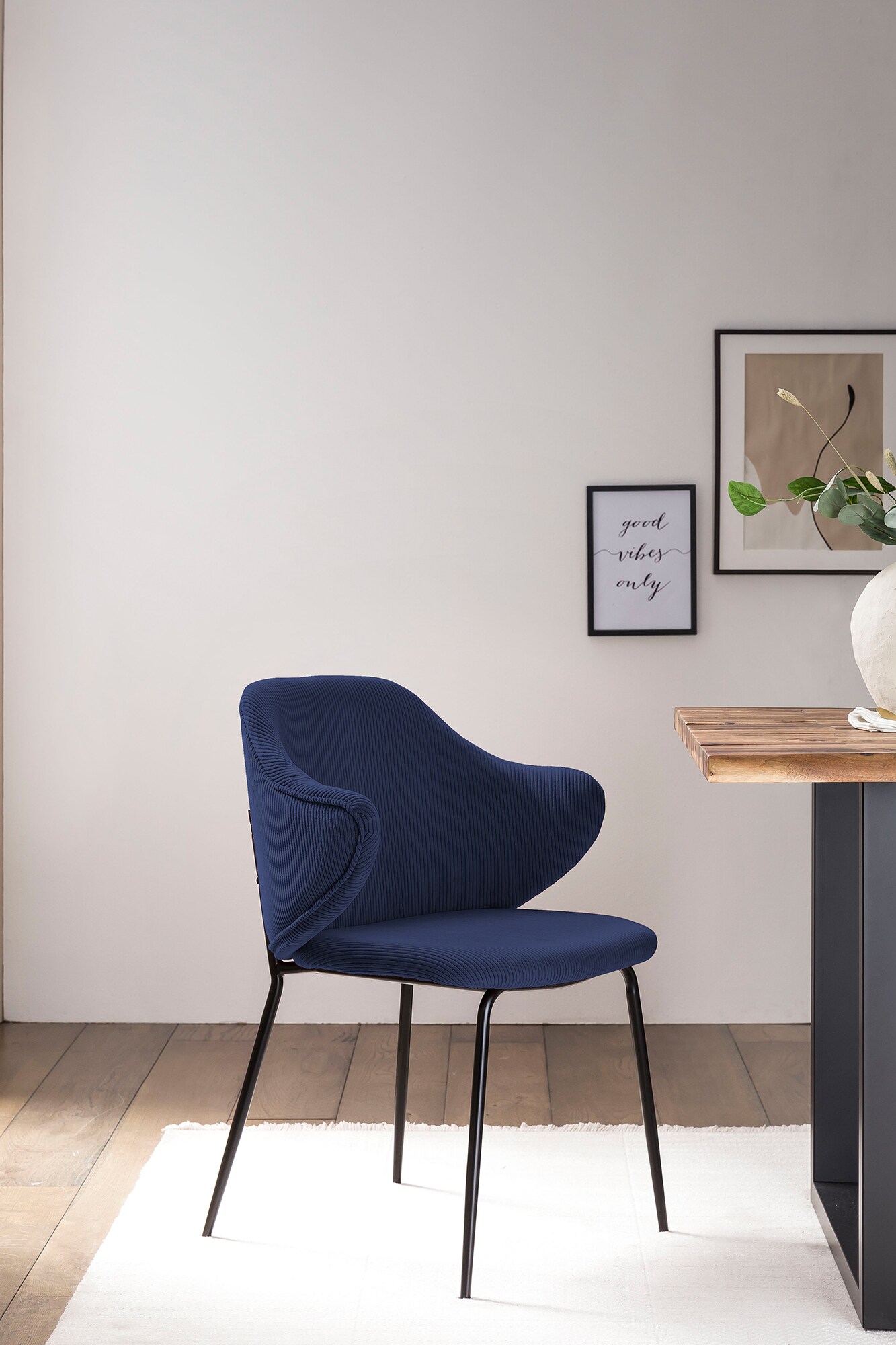 Armlehnstuhl 2er Set blau Polsterstuhl Esszimmerstuhl Wohnzimmer Stuhlset