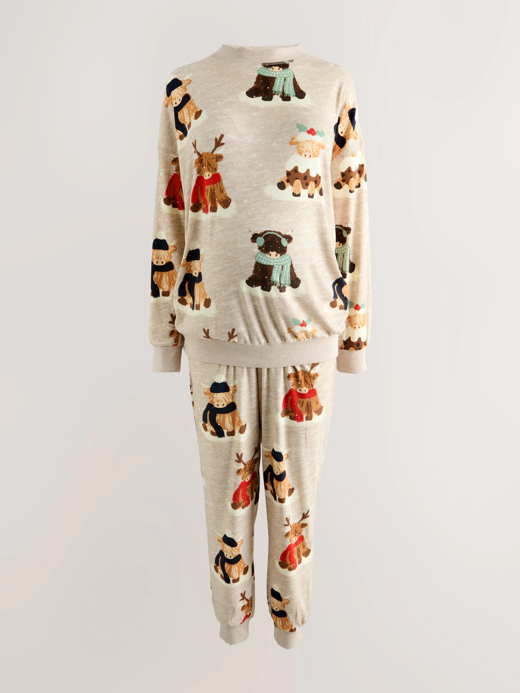 Havermout Hamish The Highland Cow - Zwangerschap Kerstmis gezellige lange mouwen Pyjama's voor het hele gezin