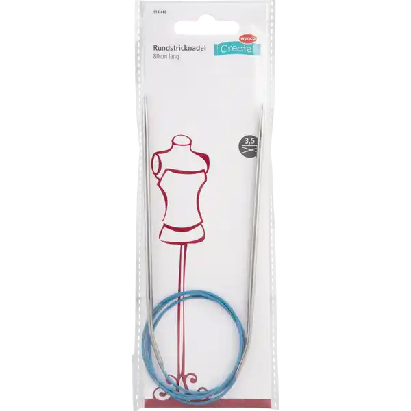 Rundstricknadel mit farbigem Band 80cm 3,5