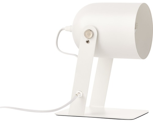 Yan witte 1-lichts tafellamp, 29 cm hoog, met in-line snoerschakelaar en draaibare kop