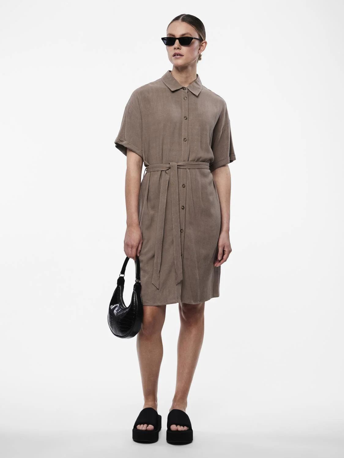 Pieces Pcvinsty Ss Linen Shirt Dress 4385139 fossil