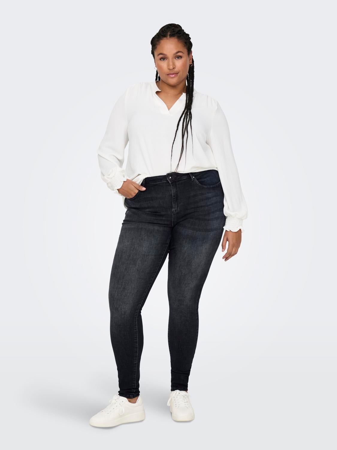 CAREMMA Mittlere Taille Skinny Fit Jeans Blue Black Denim