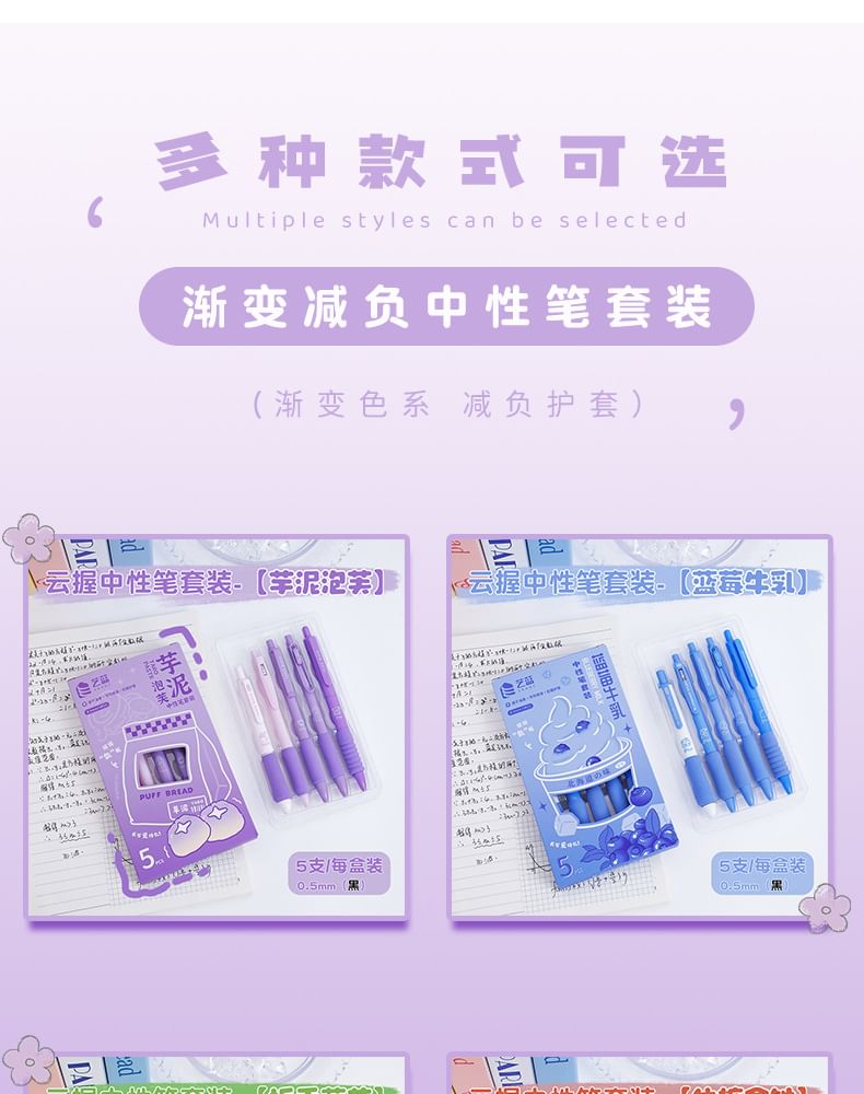 Eranso - Set van 5: Puffy Grip Pen (verschillende ontwerpen)