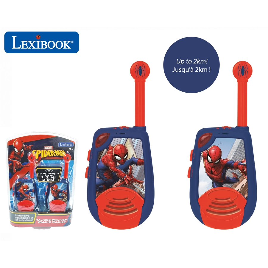 LEXIBOOK Spider-Man Walkie-Talkies bis zu 2km Reichweite mit  Morse-Licht-Funktion und Gürtelclip