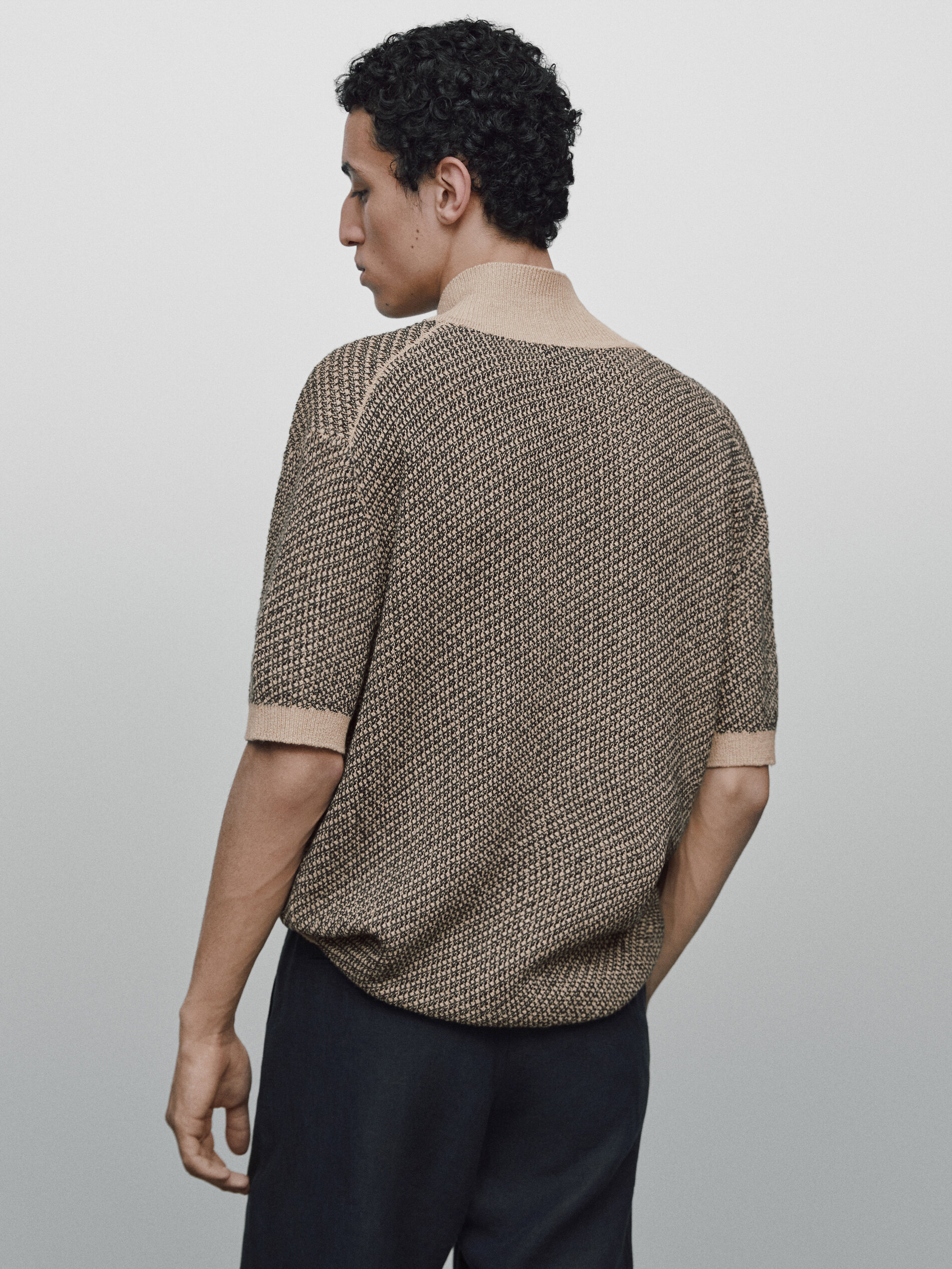 Polo de linho jacquard de edição limitada - BEGE