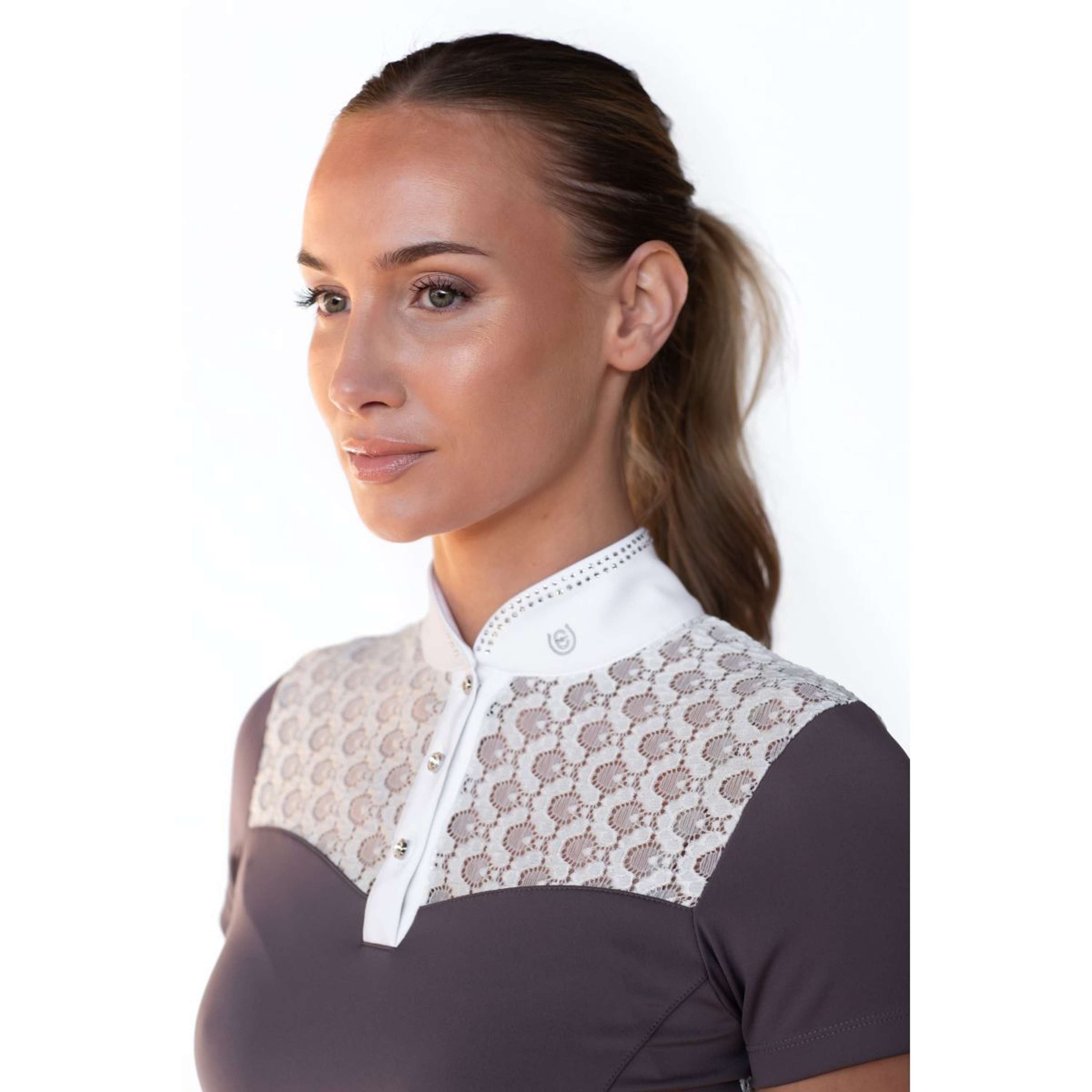 Equestrian Stockholm Wedstrijdshirt Crystal Champion Wit/Dark Violet