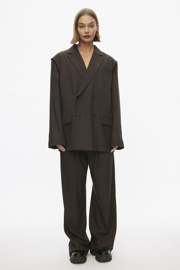 Oval Square Bonnie Blazer Dark brown pinstripe