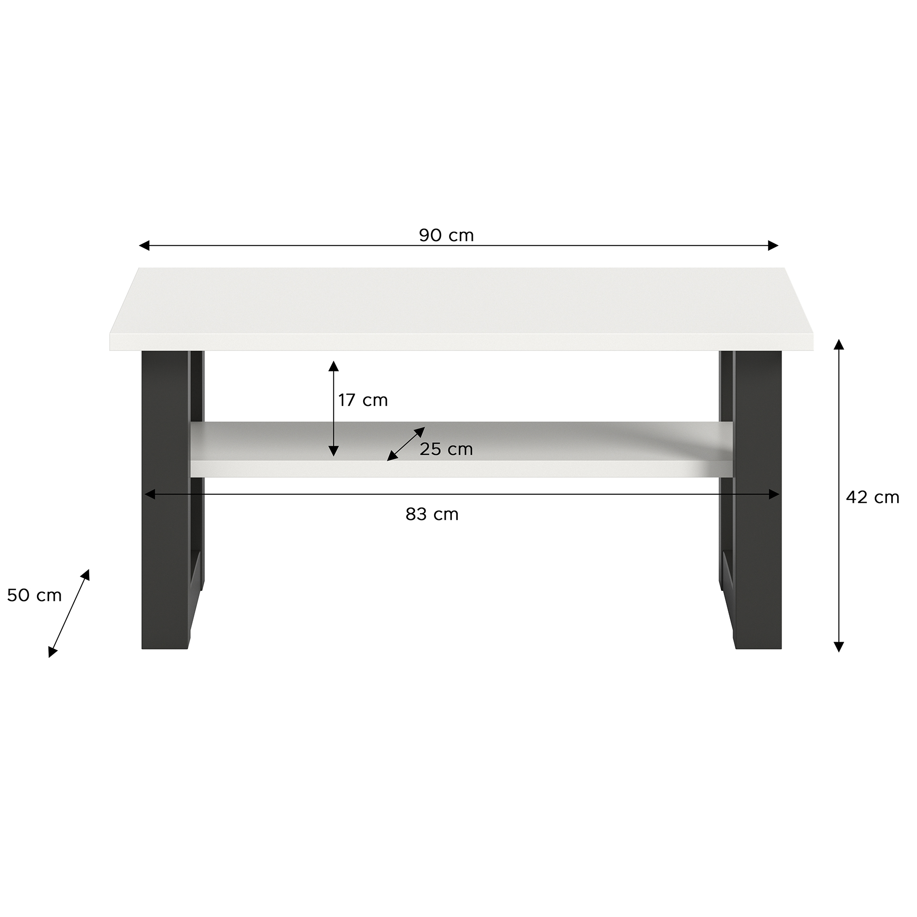 Couchtisch - weiß-grau - 90 cm