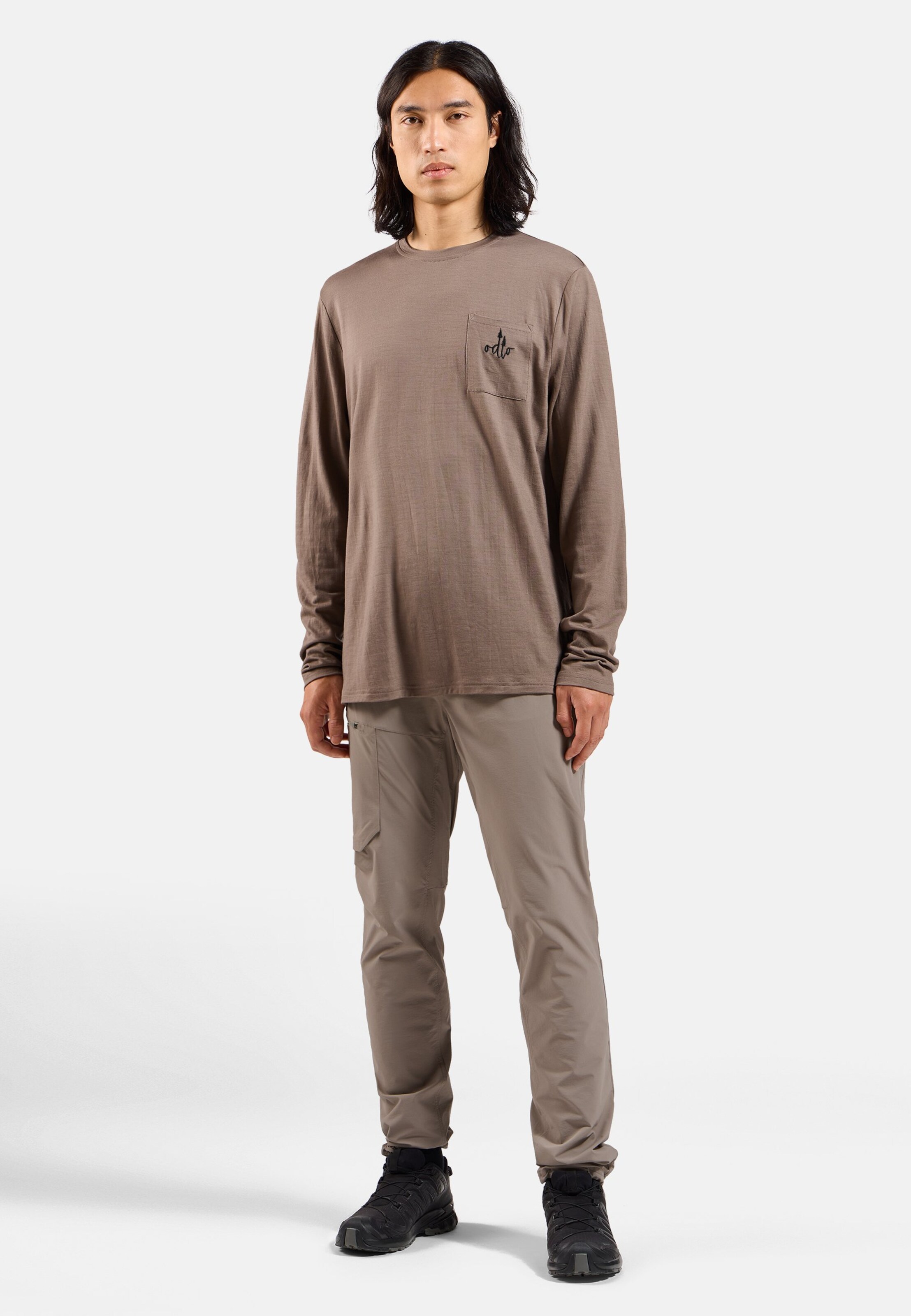 Ascent Merino 200 Langarmshirt mit Brusttasche in cinder