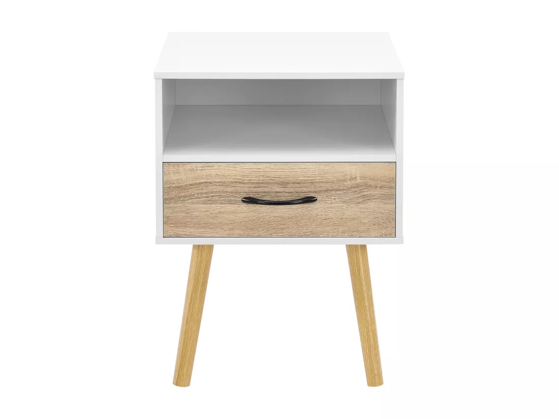 Lot de 2 tables d'appoint Gävle blanc effet chêne [en.casa]
